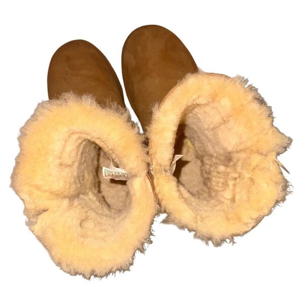 UGG Australia Josette Chestnut Sheepskin Winter Boots Leather Bows Womens Size 9 - Picture 10 of 13